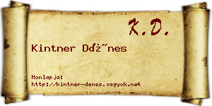 Kintner Dénes névjegykártya